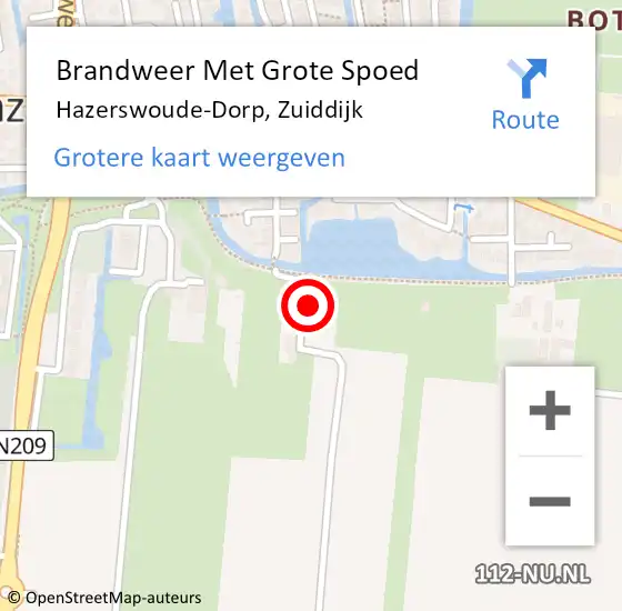 Locatie op kaart van de 112 melding: Brandweer Met Grote Spoed Naar Hazerswoude-Dorp, Zuiddijk op 12 april 2024 11:20