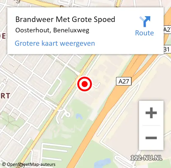 Locatie op kaart van de 112 melding: Brandweer Met Grote Spoed Naar Oosterhout, Beneluxweg op 12 april 2024 11:31