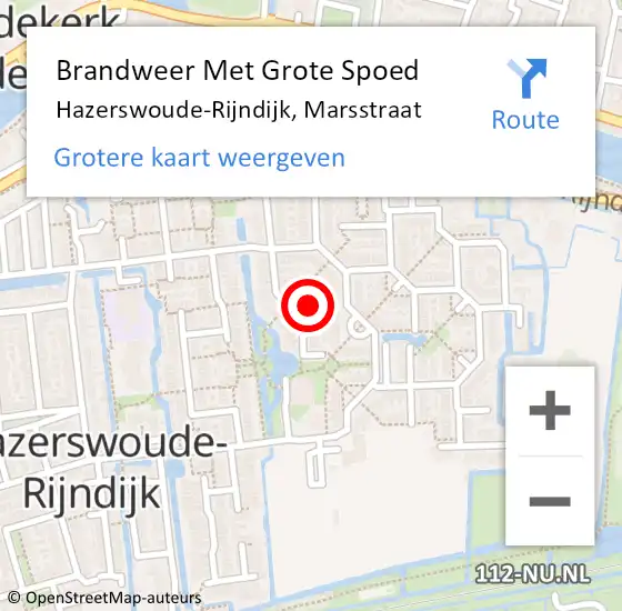 Locatie op kaart van de 112 melding: Brandweer Met Grote Spoed Naar Hazerswoude-Rijndijk, Marsstraat op 12 april 2024 11:35
