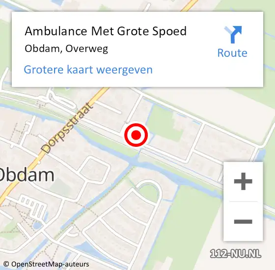 Locatie op kaart van de 112 melding: Ambulance Met Grote Spoed Naar Obdam, Overweg op 12 april 2024 11:51