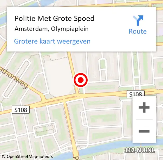 Locatie op kaart van de 112 melding: Politie Met Grote Spoed Naar Amsterdam, Olympiaplein op 12 april 2024 12:37