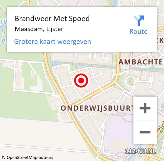 Locatie op kaart van de 112 melding: Brandweer Met Spoed Naar Maasdam, Lijster op 12 april 2024 13:04