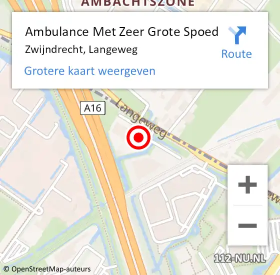 Locatie op kaart van de 112 melding: Ambulance Met Zeer Grote Spoed Naar Zwijndrecht, Langeweg op 12 april 2024 13:24