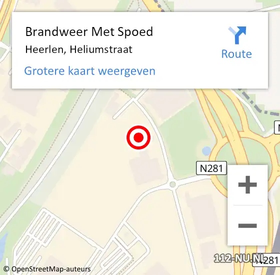 Locatie op kaart van de 112 melding: Brandweer Met Spoed Naar Heerlen, Heliumstraat op 12 april 2024 13:58