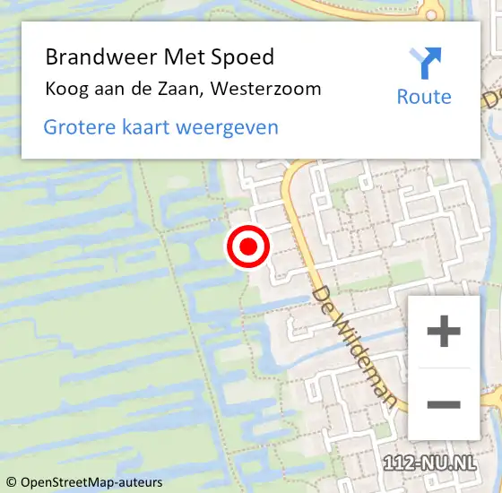 Locatie op kaart van de 112 melding: Brandweer Met Spoed Naar Koog aan de Zaan, Westerzoom op 12 april 2024 14:01