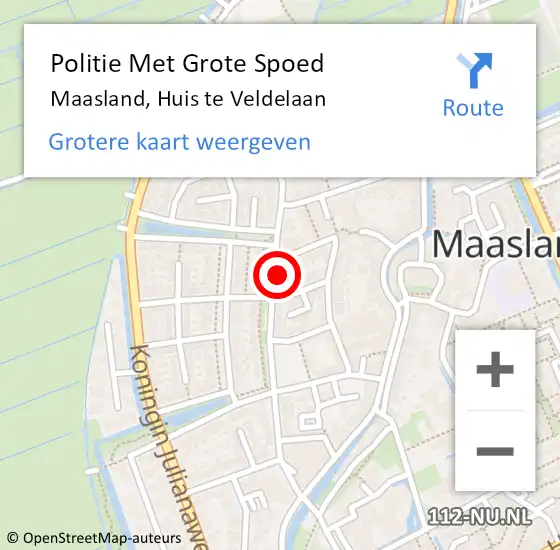 Locatie op kaart van de 112 melding: Politie Met Grote Spoed Naar Maasland, Huis te Veldelaan op 12 april 2024 14:17