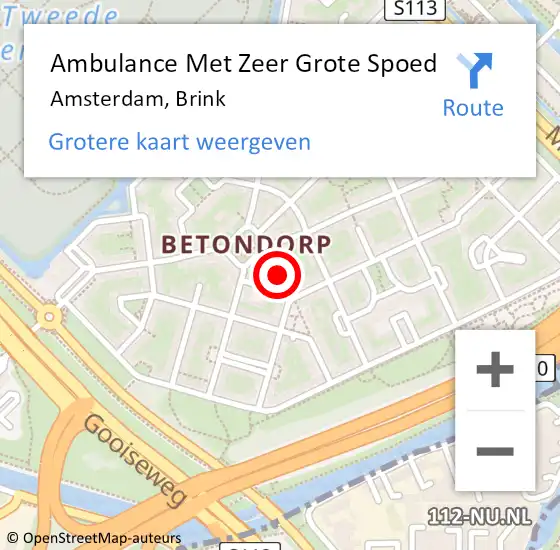 Locatie op kaart van de 112 melding: Ambulance Met Zeer Grote Spoed Naar Amsterdam, Brink op 12 april 2024 14:31