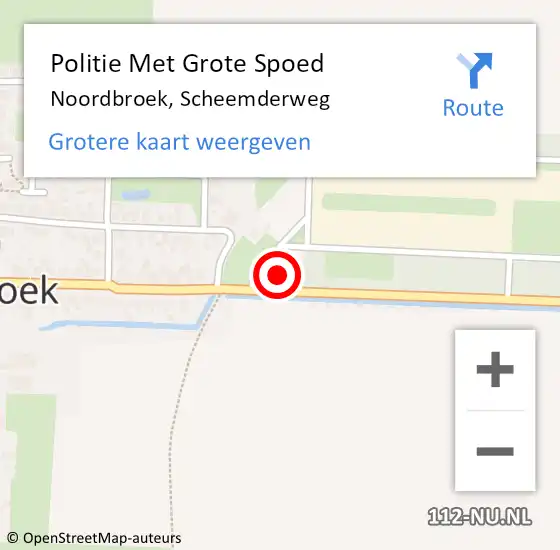 Locatie op kaart van de 112 melding: Politie Met Grote Spoed Naar Noordbroek, Scheemderweg op 12 april 2024 14:42