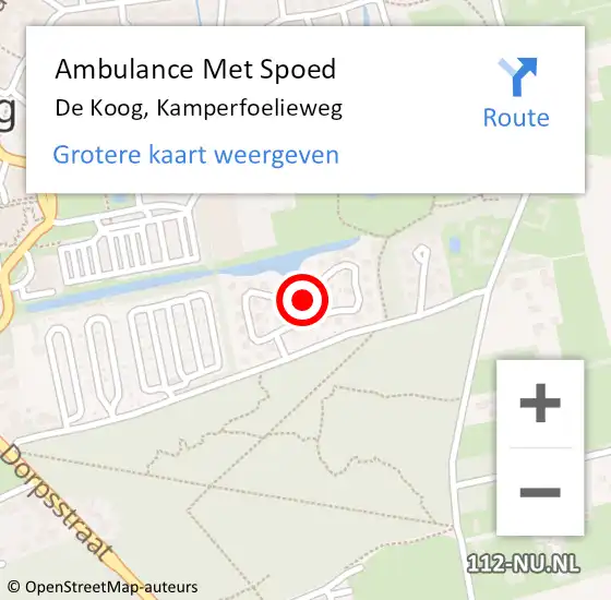 Locatie op kaart van de 112 melding: Ambulance Met Spoed Naar De Koog, Kamperfoelieweg op 12 april 2024 15:12