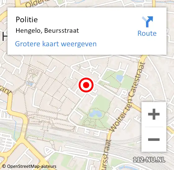 Locatie op kaart van de 112 melding: Politie Hengelo, Beursstraat op 12 april 2024 15:21