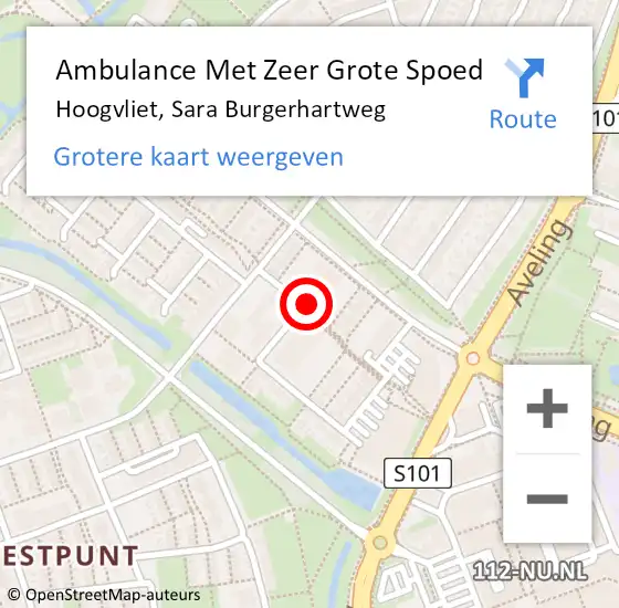 Locatie op kaart van de 112 melding: Ambulance Met Zeer Grote Spoed Naar Hoogvliet, Sara Burgerhartweg op 12 april 2024 15:40