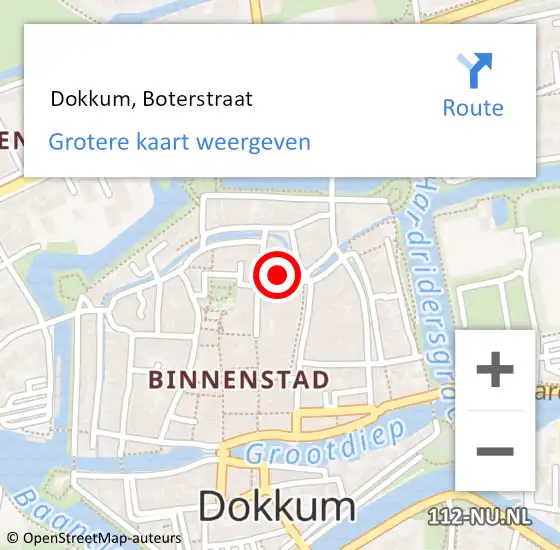 Locatie op kaart van de 112 melding:  Dokkum, Boterstraat op 12 april 2024 15:55