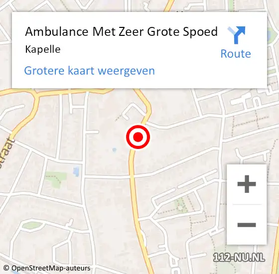 Locatie op kaart van de 112 melding: Ambulance Met Zeer Grote Spoed Naar Kapelle op 12 april 2024 15:59