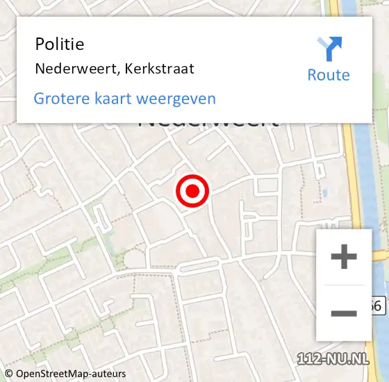 Locatie op kaart van de 112 melding: Politie Nederweert, Kerkstraat op 12 april 2024 16:17