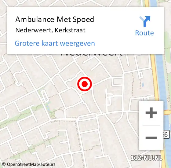 Locatie op kaart van de 112 melding: Ambulance Met Spoed Naar Nederweert, Kerkstraat op 12 april 2024 16:28