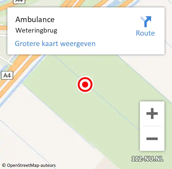 Locatie op kaart van de 112 melding: Ambulance Weteringbrug op 12 april 2024 16:33