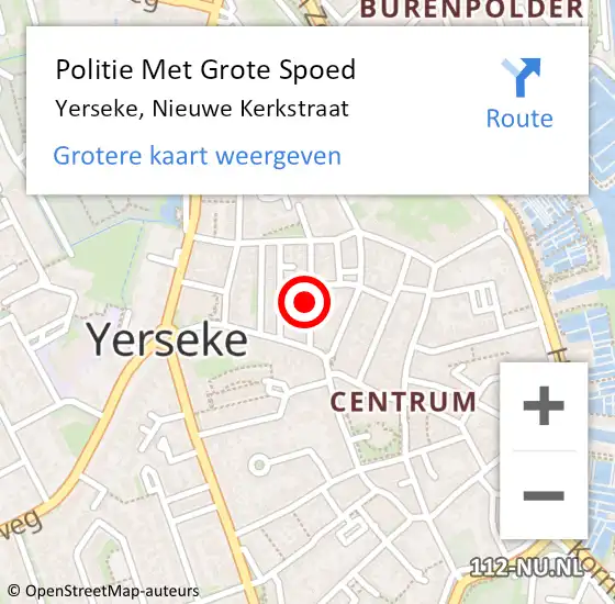 Locatie op kaart van de 112 melding: Politie Met Grote Spoed Naar Yerseke, Nieuwe Kerkstraat op 12 april 2024 16:40