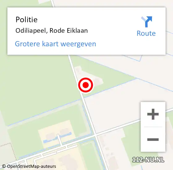 Locatie op kaart van de 112 melding: Politie Odiliapeel, Rode Eiklaan op 12 april 2024 17:21