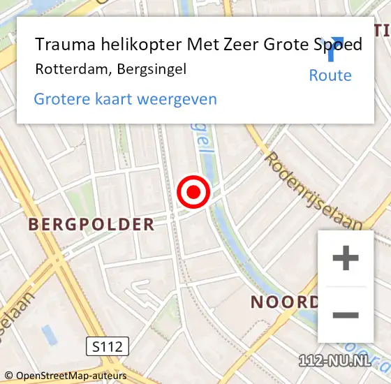 Locatie op kaart van de 112 melding: Trauma helikopter Met Zeer Grote Spoed Naar Rotterdam, Bergsingel op 12 april 2024 17:22