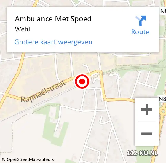 Locatie op kaart van de 112 melding: Ambulance Met Spoed Naar Wehl op 12 april 2024 17:23