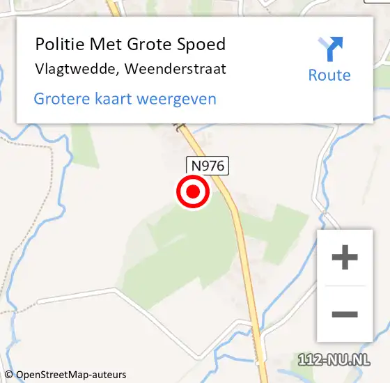 Locatie op kaart van de 112 melding: Politie Met Grote Spoed Naar Vlagtwedde, Weenderstraat op 12 april 2024 17:34