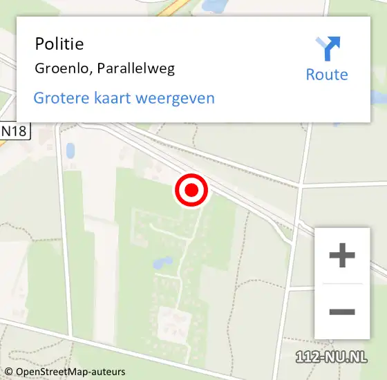 Locatie op kaart van de 112 melding: Politie Groenlo, Parallelweg op 12 april 2024 17:59