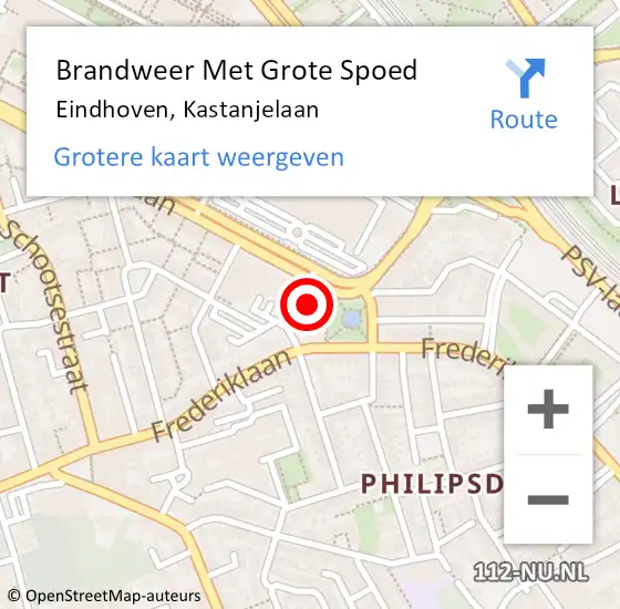 Locatie op kaart van de 112 melding: Brandweer Met Grote Spoed Naar Eindhoven, Kastanjelaan op 12 april 2024 18:24