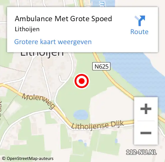 Locatie op kaart van de 112 melding: Ambulance Met Grote Spoed Naar Lithoijen op 12 april 2024 18:43