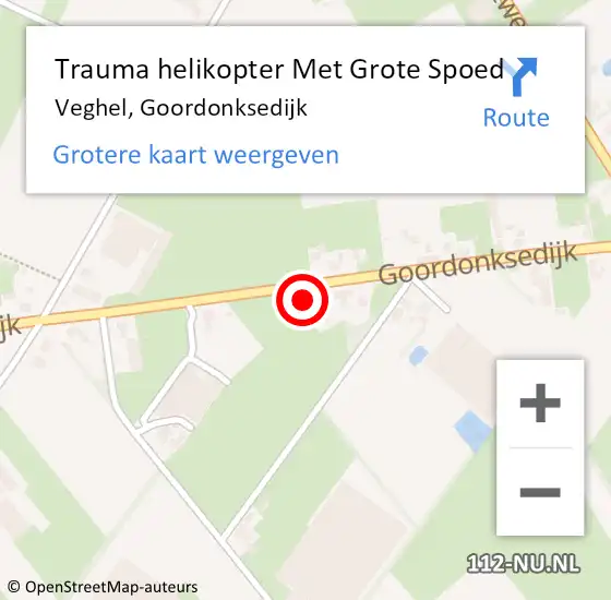 Locatie op kaart van de 112 melding: Trauma helikopter Met Grote Spoed Naar Veghel, Goordonksedijk op 12 april 2024 18:46