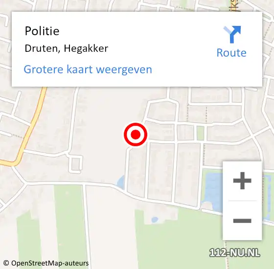 Locatie op kaart van de 112 melding: Politie Druten, Hegakker op 12 april 2024 18:51