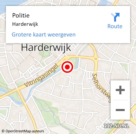 Locatie op kaart van de 112 melding: Politie Harderwijk op 12 april 2024 19:02