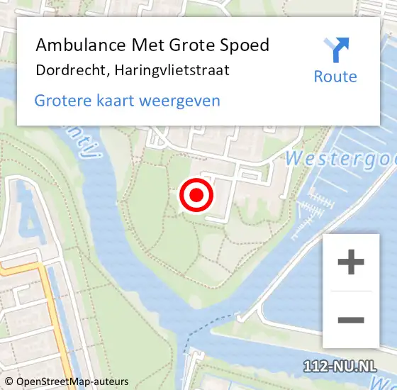 Locatie op kaart van de 112 melding: Ambulance Met Grote Spoed Naar Dordrecht, Haringvlietstraat op 12 april 2024 19:10