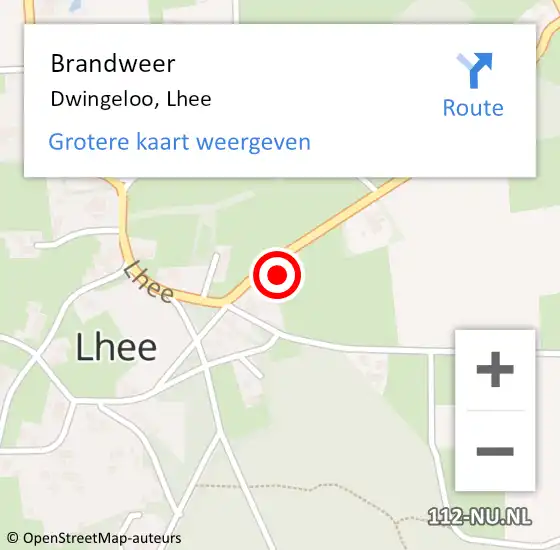 Locatie op kaart van de 112 melding: Brandweer Dwingeloo, Lhee op 12 april 2024 19:24