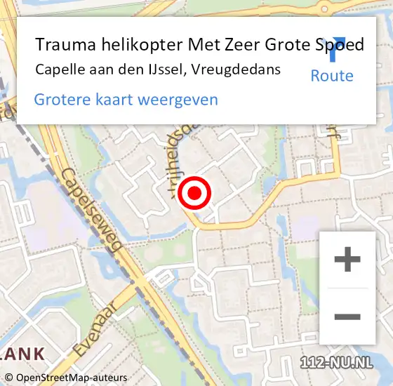 Locatie op kaart van de 112 melding: Trauma helikopter Met Zeer Grote Spoed Naar Capelle aan den IJssel, Vreugdedans op 12 april 2024 19:25