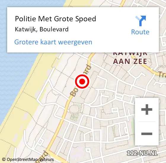 Locatie op kaart van de 112 melding: Politie Met Grote Spoed Naar Katwijk, Boulevard op 12 april 2024 19:27