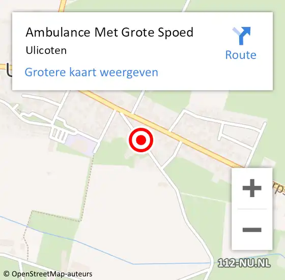 Locatie op kaart van de 112 melding: Ambulance Met Grote Spoed Naar Ulicoten op 12 april 2024 19:52