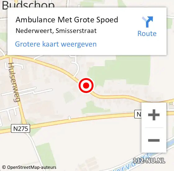 Locatie op kaart van de 112 melding: Ambulance Met Grote Spoed Naar Nederweert, Smisserstraat op 12 april 2024 20:04