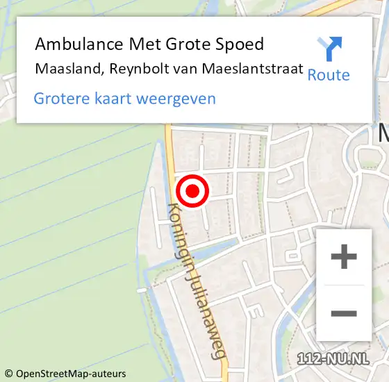 Locatie op kaart van de 112 melding: Ambulance Met Grote Spoed Naar Maasland, Reynbolt van Maeslantstraat op 12 april 2024 20:13