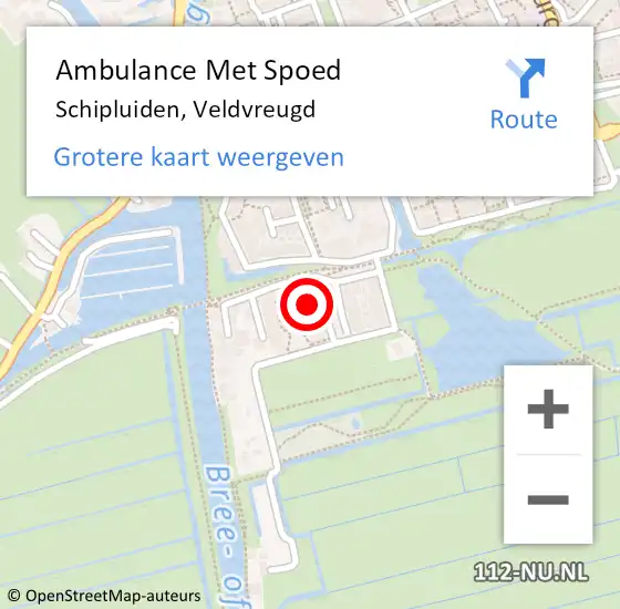 Locatie op kaart van de 112 melding: Ambulance Met Spoed Naar Schipluiden, Veldvreugd op 12 april 2024 20:55
