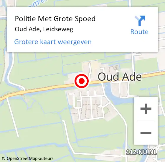 Locatie op kaart van de 112 melding: Politie Met Grote Spoed Naar Oud Ade, Leidseweg op 12 april 2024 21:02