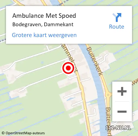 Locatie op kaart van de 112 melding: Ambulance Met Spoed Naar Bodegraven, Dammekant op 12 april 2024 22:28