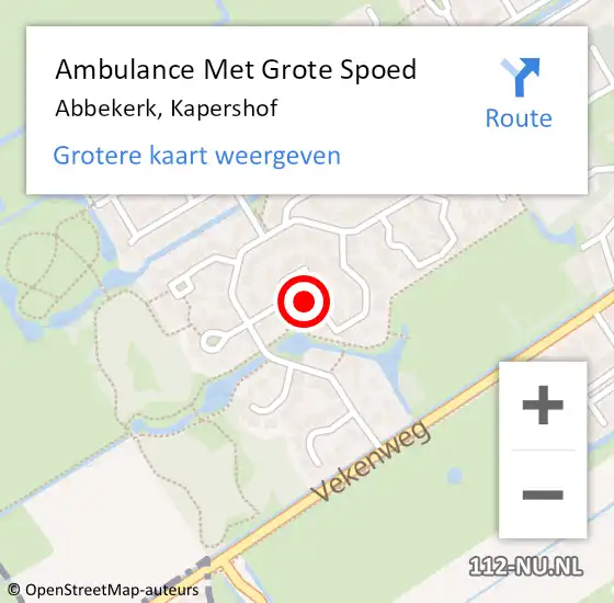 Locatie op kaart van de 112 melding: Ambulance Met Grote Spoed Naar Abbekerk, Kapershof op 12 april 2024 22:29