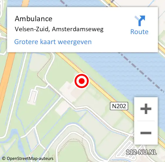Locatie op kaart van de 112 melding: Ambulance Velsen-Zuid, Amsterdamseweg op 12 april 2024 23:12