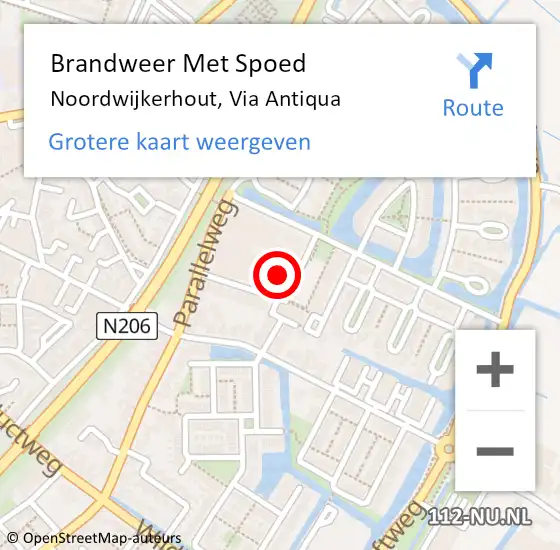 Locatie op kaart van de 112 melding: Brandweer Met Spoed Naar Noordwijkerhout, Via Antiqua op 12 april 2024 23:56