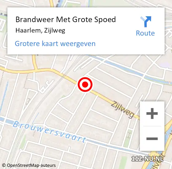 Locatie op kaart van de 112 melding: Brandweer Met Grote Spoed Naar Haarlem, Zijlweg op 13 april 2024 00:04