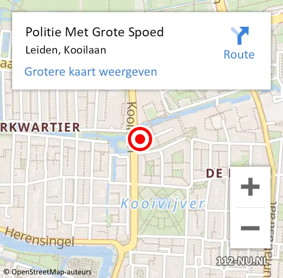 Locatie op kaart van de 112 melding: Politie Met Grote Spoed Naar Leiden, Kooilaan op 13 april 2024 00:12