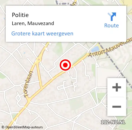 Locatie op kaart van de 112 melding: Politie Laren, Mauvezand op 13 april 2024 00:16