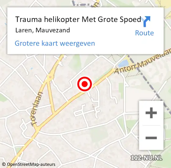 Locatie op kaart van de 112 melding: Trauma helikopter Met Grote Spoed Naar Laren, Mauvezand op 13 april 2024 00:18