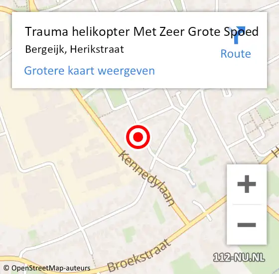 Locatie op kaart van de 112 melding: Trauma helikopter Met Zeer Grote Spoed Naar Bergeijk, Herikstraat op 13 april 2024 01:09