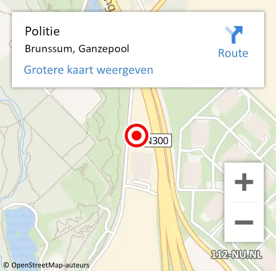 Locatie op kaart van de 112 melding: Politie Brunssum, Ganzepool op 13 april 2024 01:22